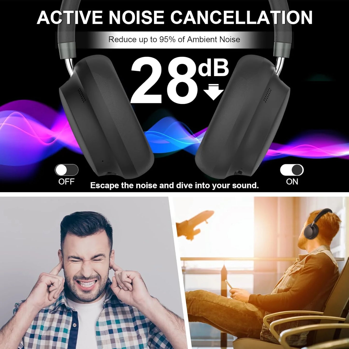 TFun NC45 Bluetooth Active Noise Cancelling Headphones