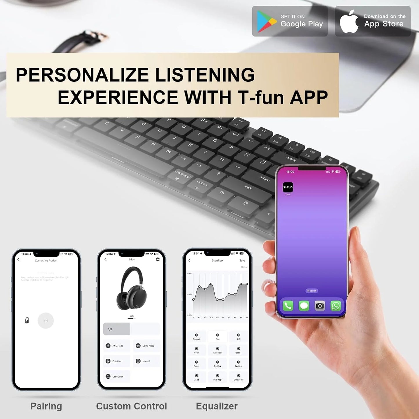 TFun NC45 Bluetooth Active Noise Cancelling Headphones