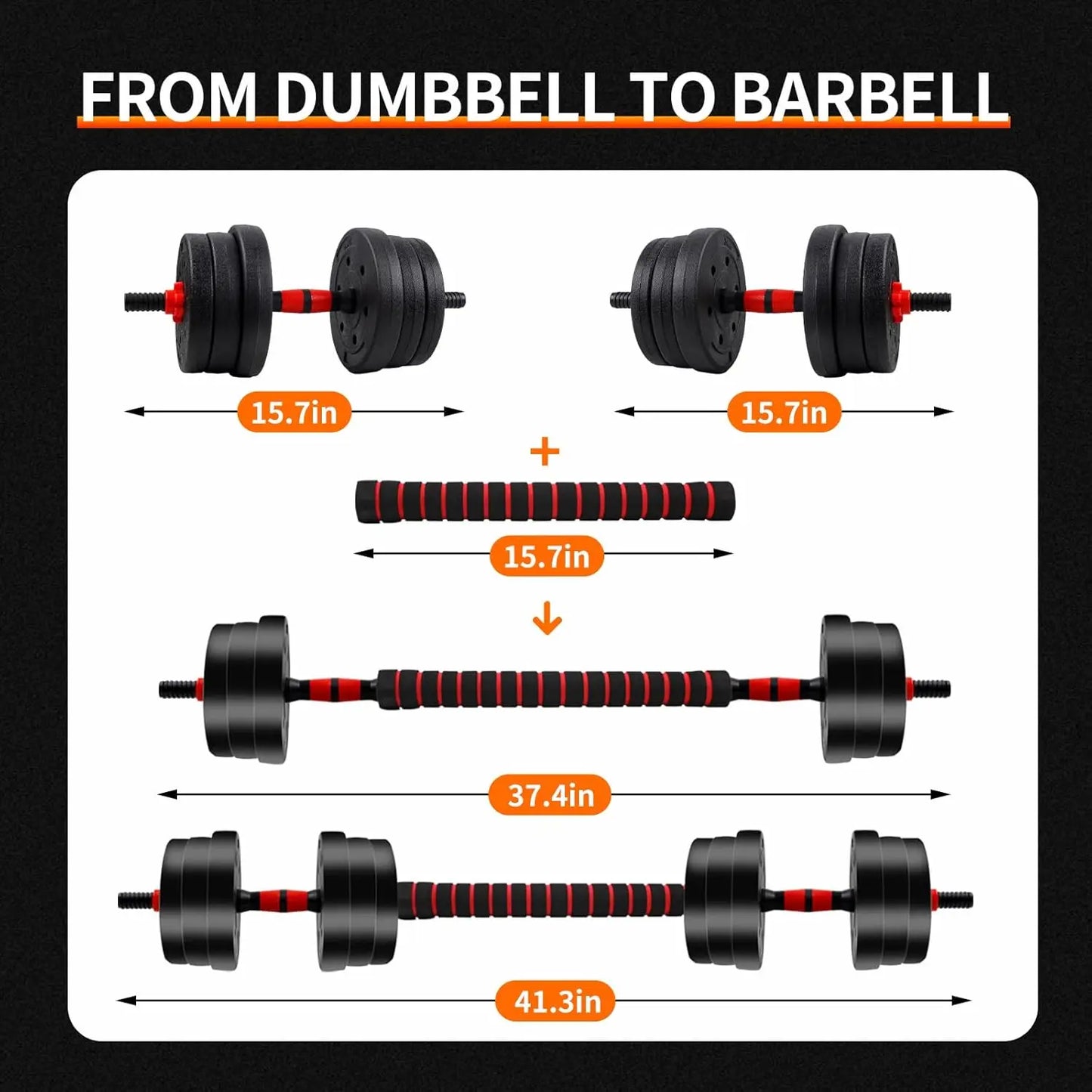 5 To 44 Pounds Adjustable Dumbbell Barbell Set