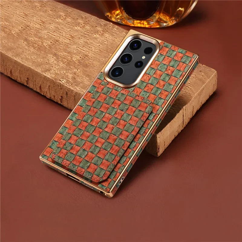 EUCAGR Luxury Shockproof Leather Phone Case Geometric