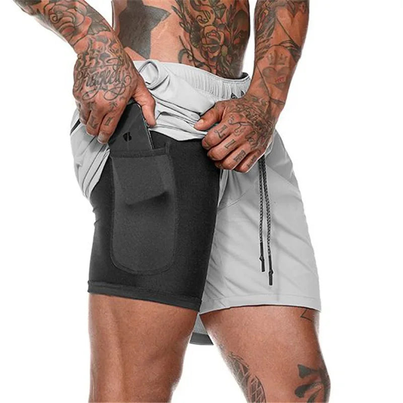 Double Layer High Performance Compression Shorts Pocket