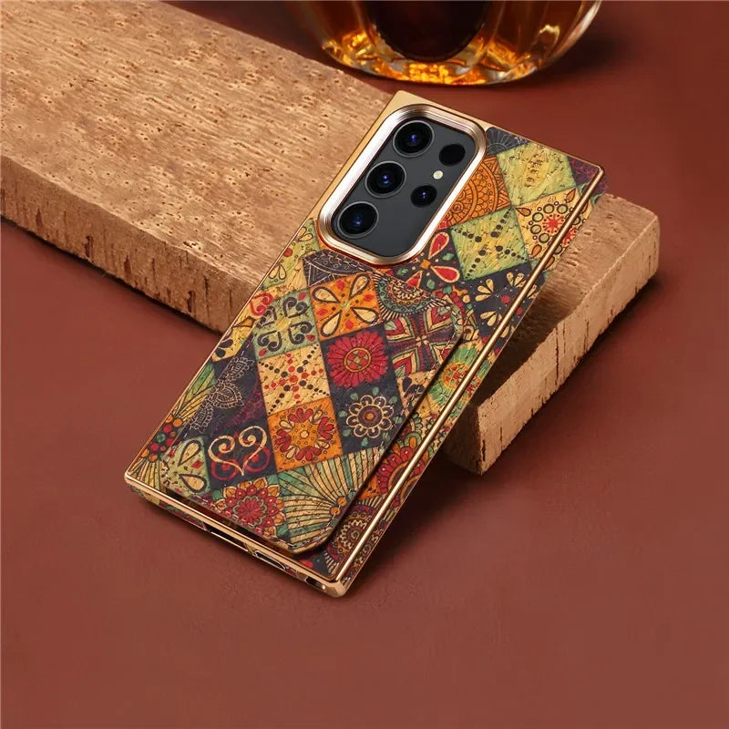 EUCAGR Luxury Shockproof Leather Phone Case Geometric