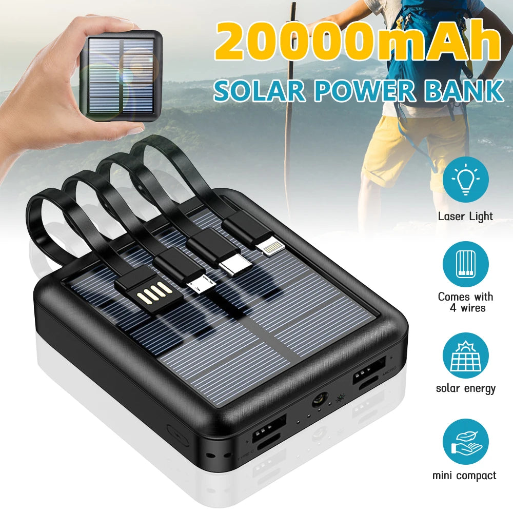 20000mAh Solar Power Bank Large Capacity Dual USB