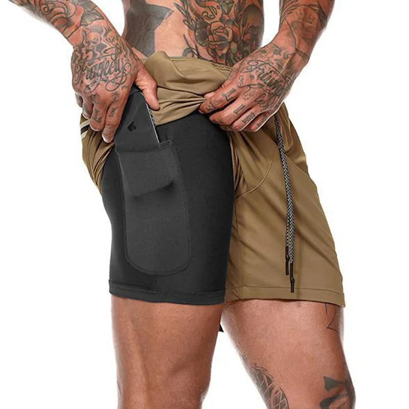 Double Layer High Performance Compression Shorts Pocket