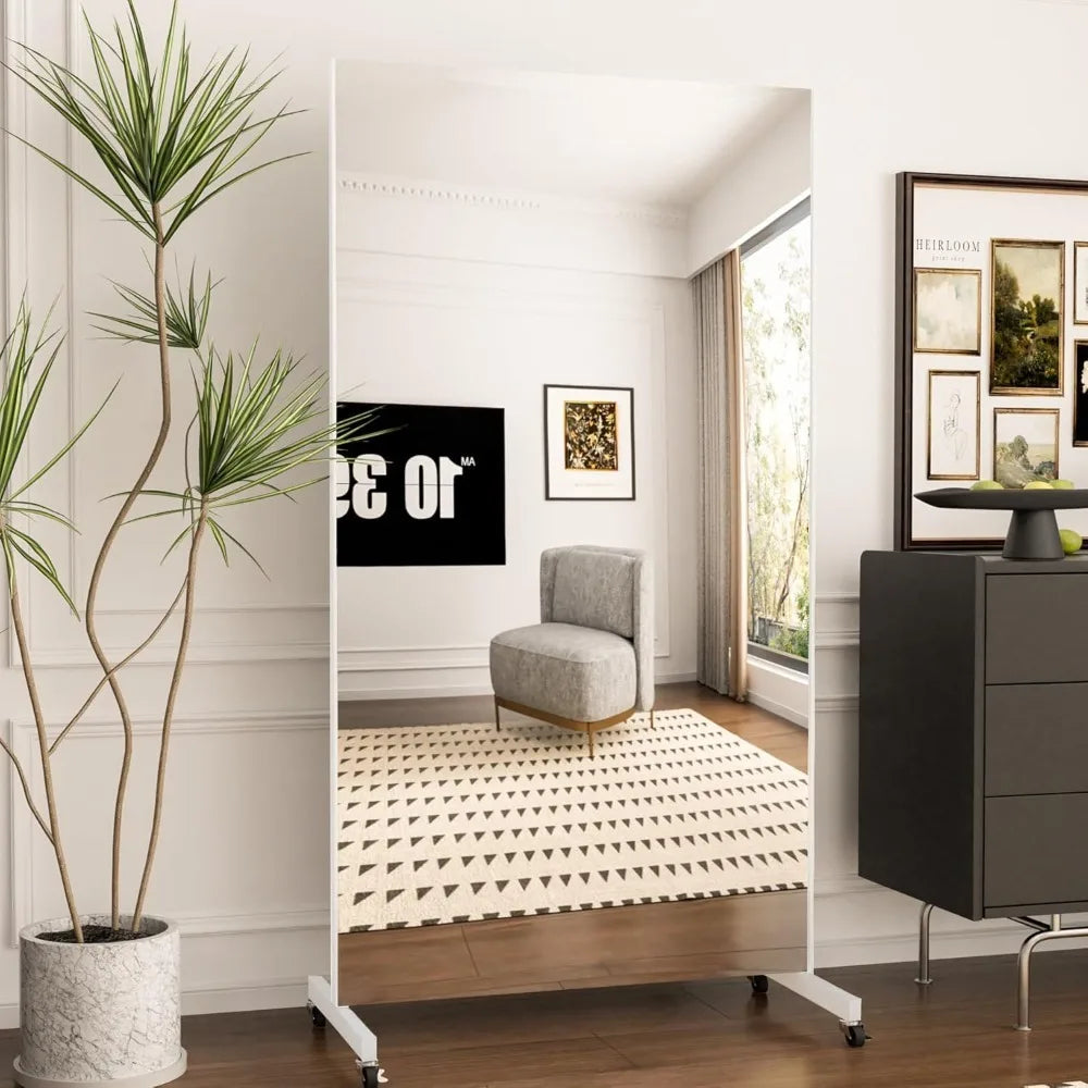 Home Gym Mirror 71 Inch x 40 Inch Rolling Safety Mirror