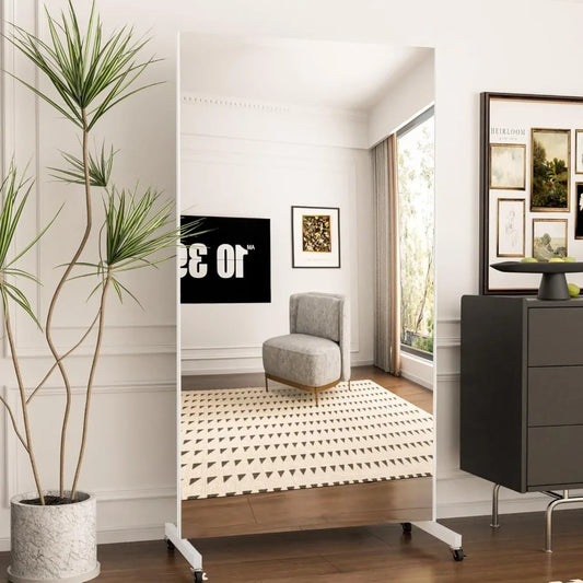 Home Gym Mirror 71 Inch x 40 Inch Rolling Safety Mirror