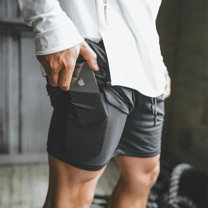 Double Layer High Performance Compression Shorts Pocket