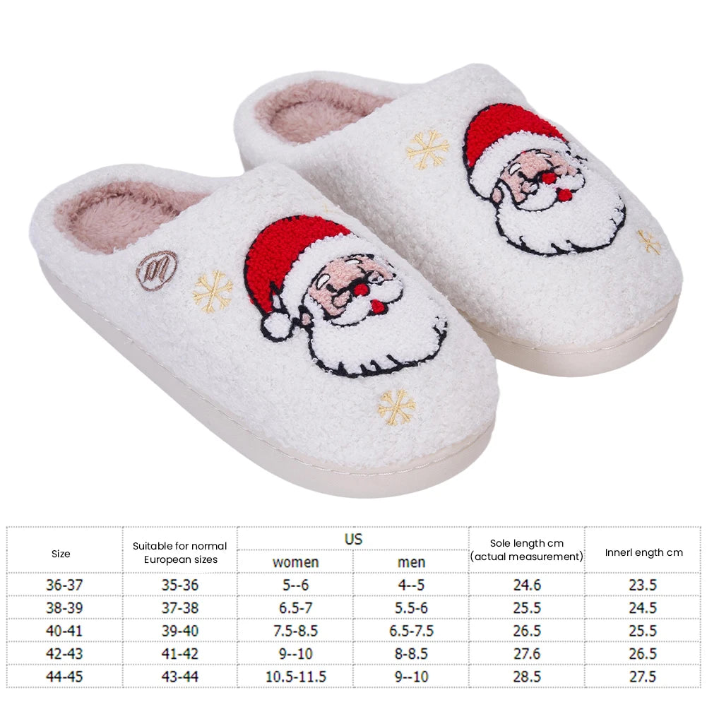 Christmas Santa Claus Fluffy Closed Toe Home Slippers