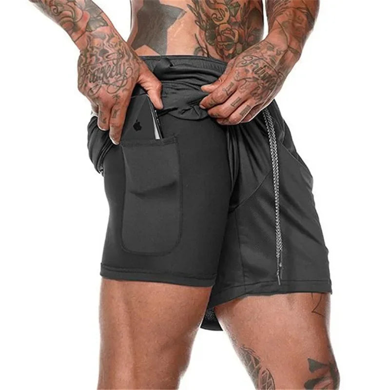 Double Layer High Performance Compression Shorts Pocket