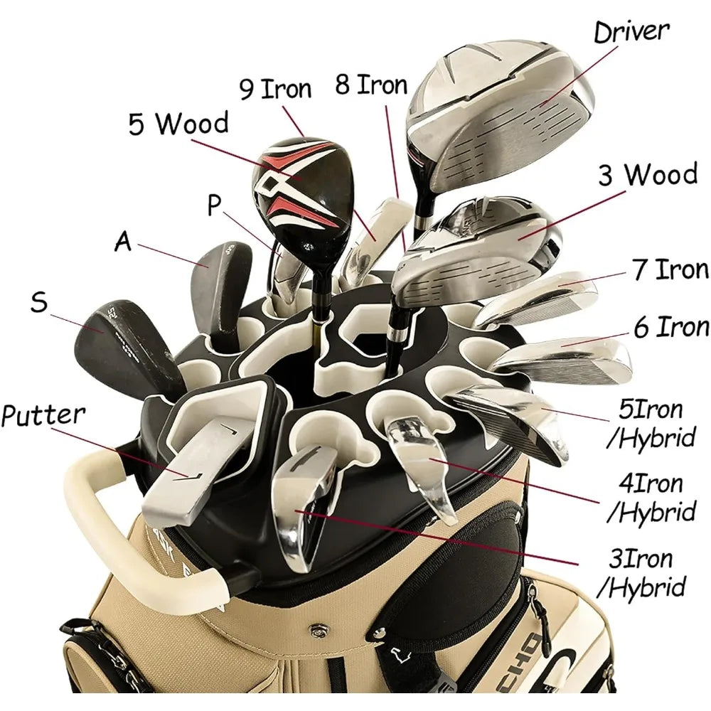 2024 TLock Golf Cart Bag With 14 Way Organizer Divider
