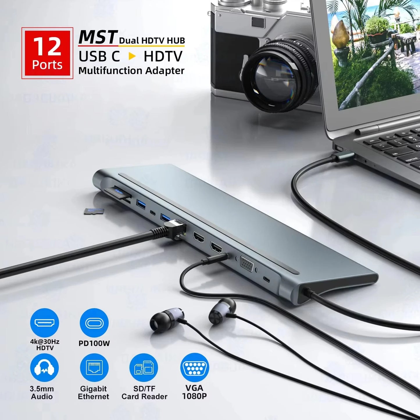 12 In 1 MST USB C Docking Station