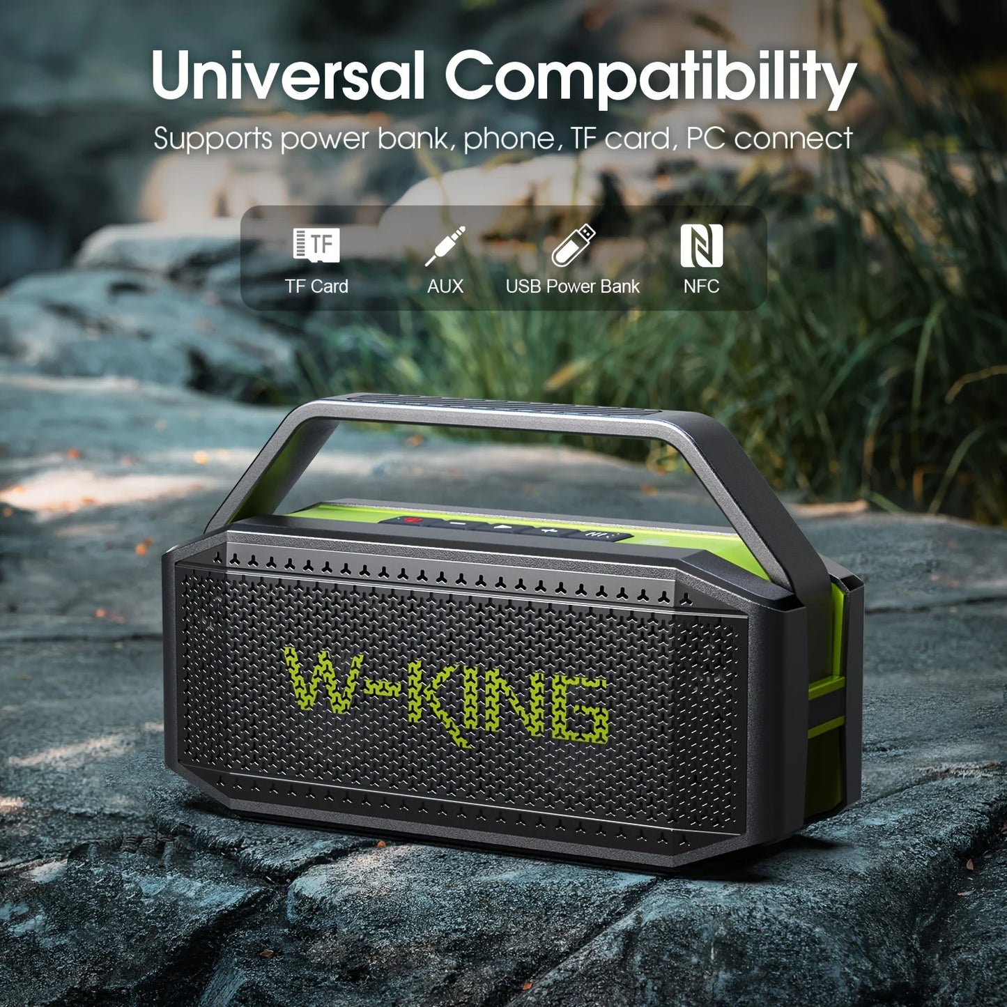 W King 100W Peak Portable Bluetooth Speaker With Subwoofer Outdoor Waterproof