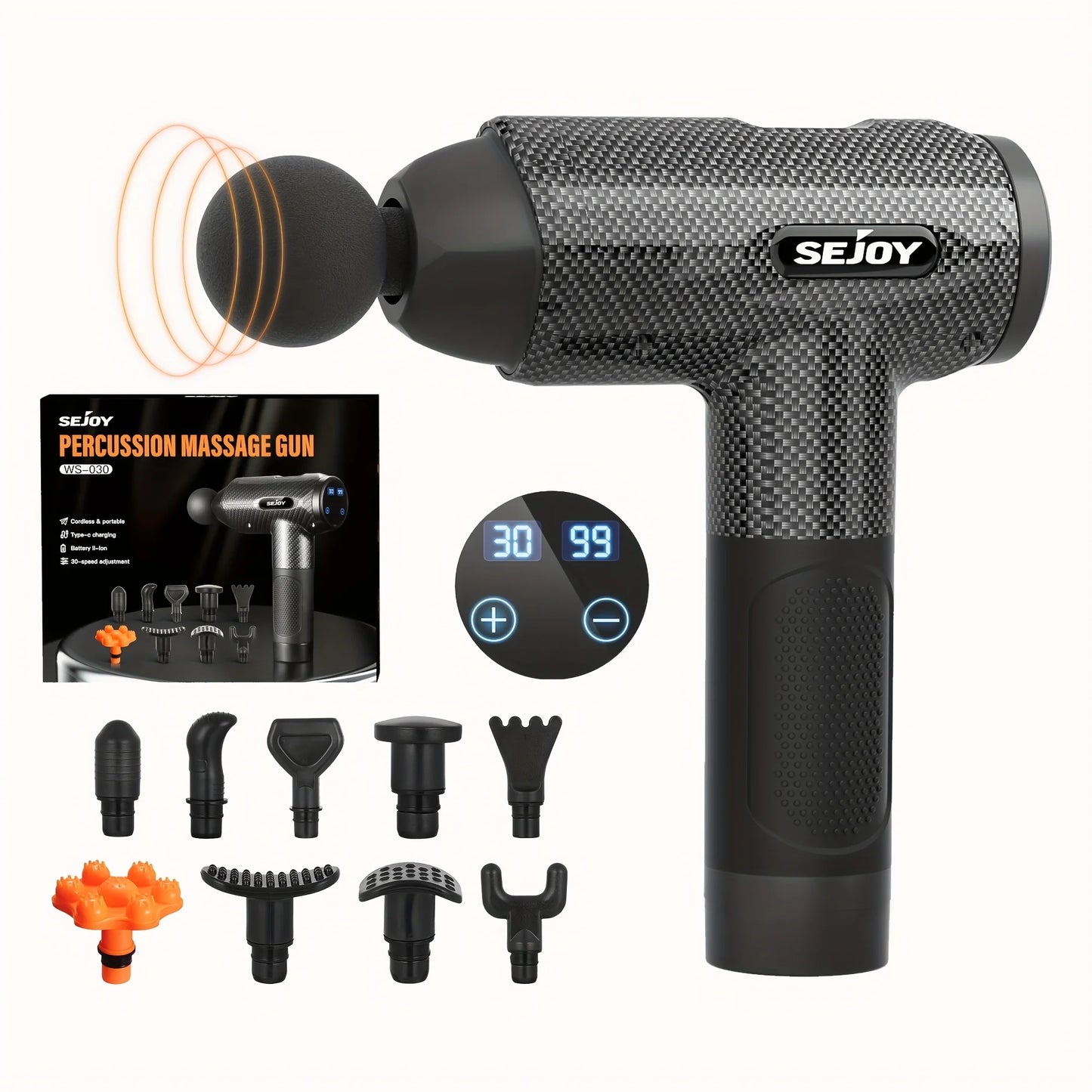 Sejoy 30 Speeds Percussion Massage Gun Deep Tissue Relax