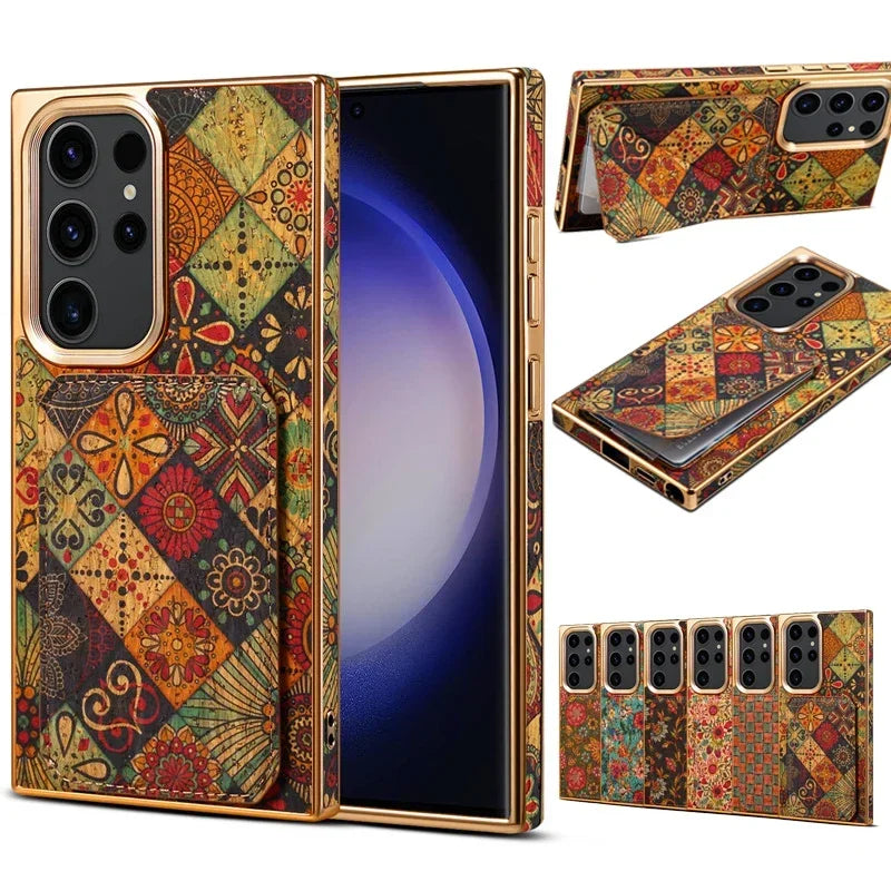 EUCAGR Luxury Shockproof Leather Phone Case Geometric