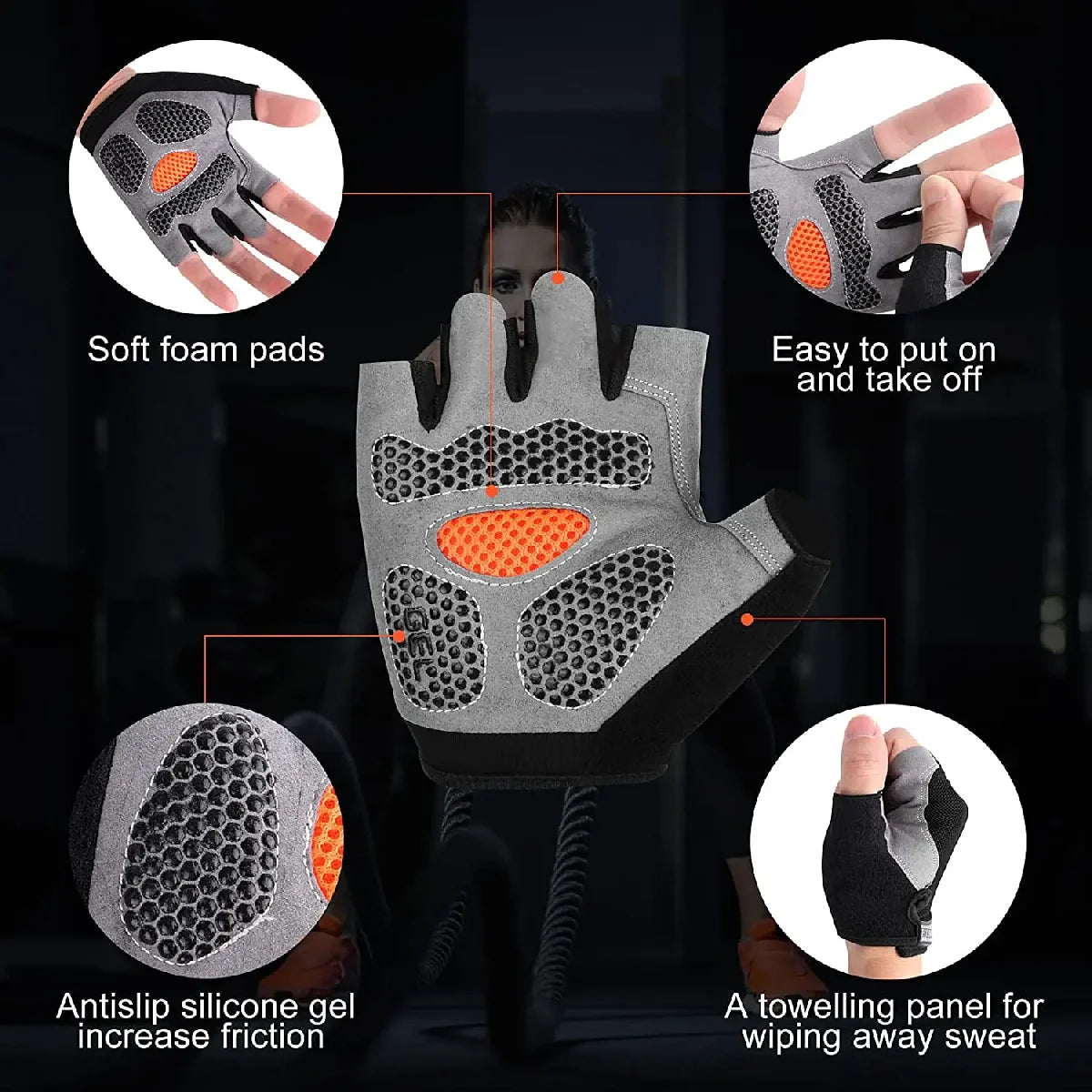 Fingerless Fitness Gloves for Weightlifting Gym and Cycling