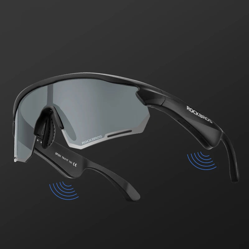Rockbros Cycling Glasses Wireless Bluetooth 5.2 Polarized Sunglasses