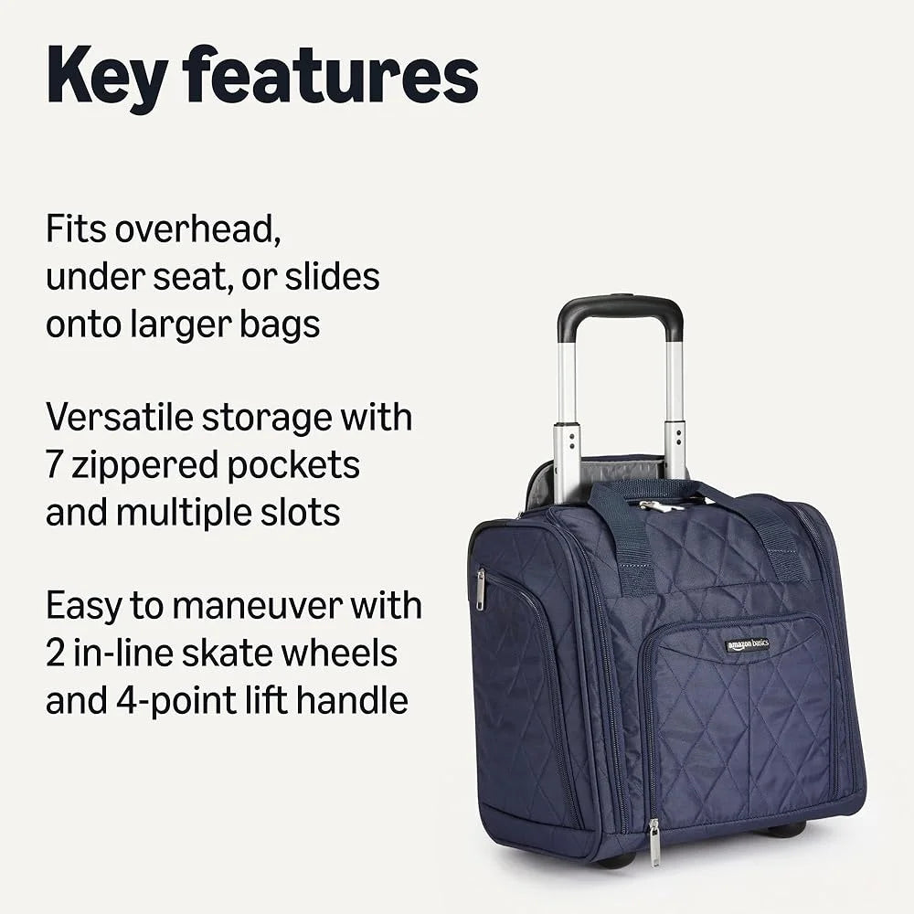 Underseat Carry On Luggage Wheel Bag Travel Tote