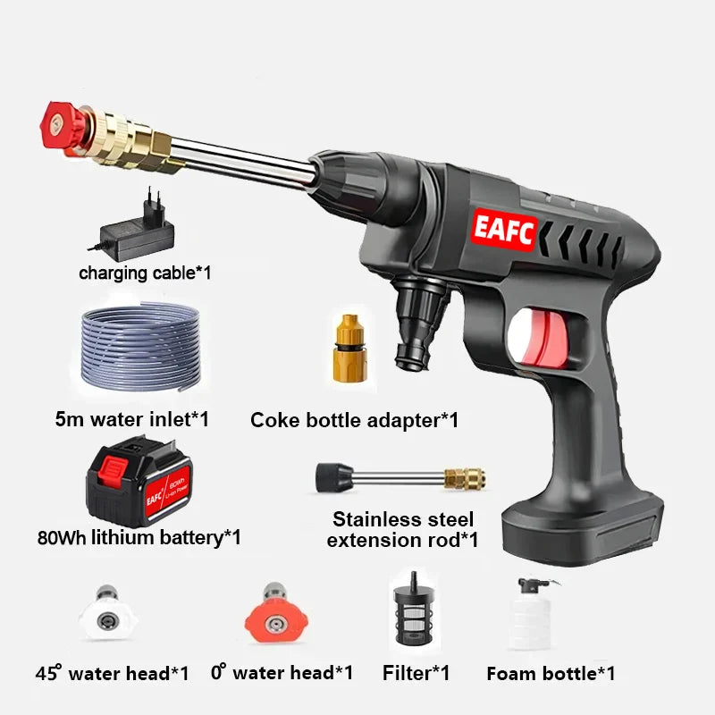 60 Bar 21V Cordless High Pressure Car Wash Gun Electric Water Gun