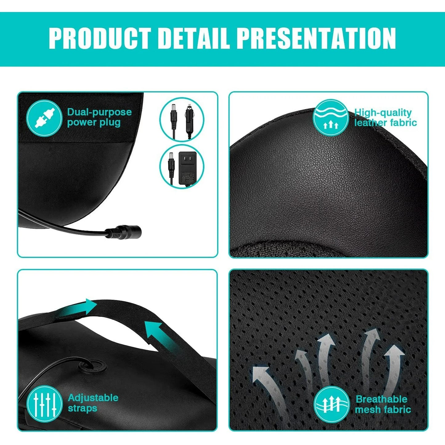 8 Head Electric Back, Neck Massager Pillow With Heat