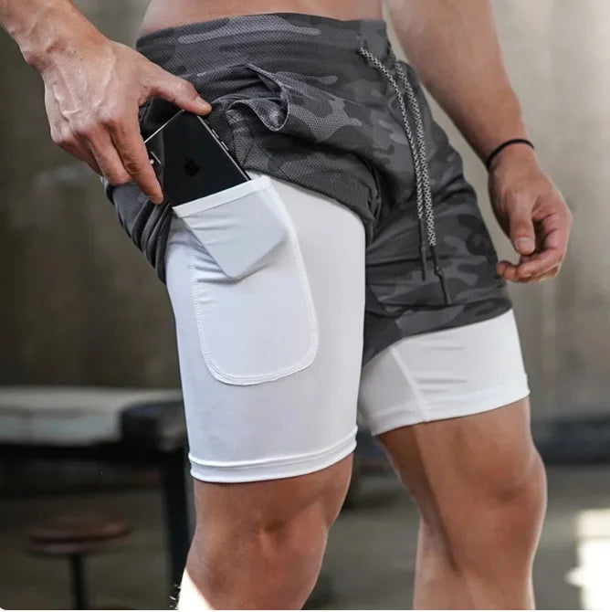 Double Layer High Performance Compression Shorts Pocket