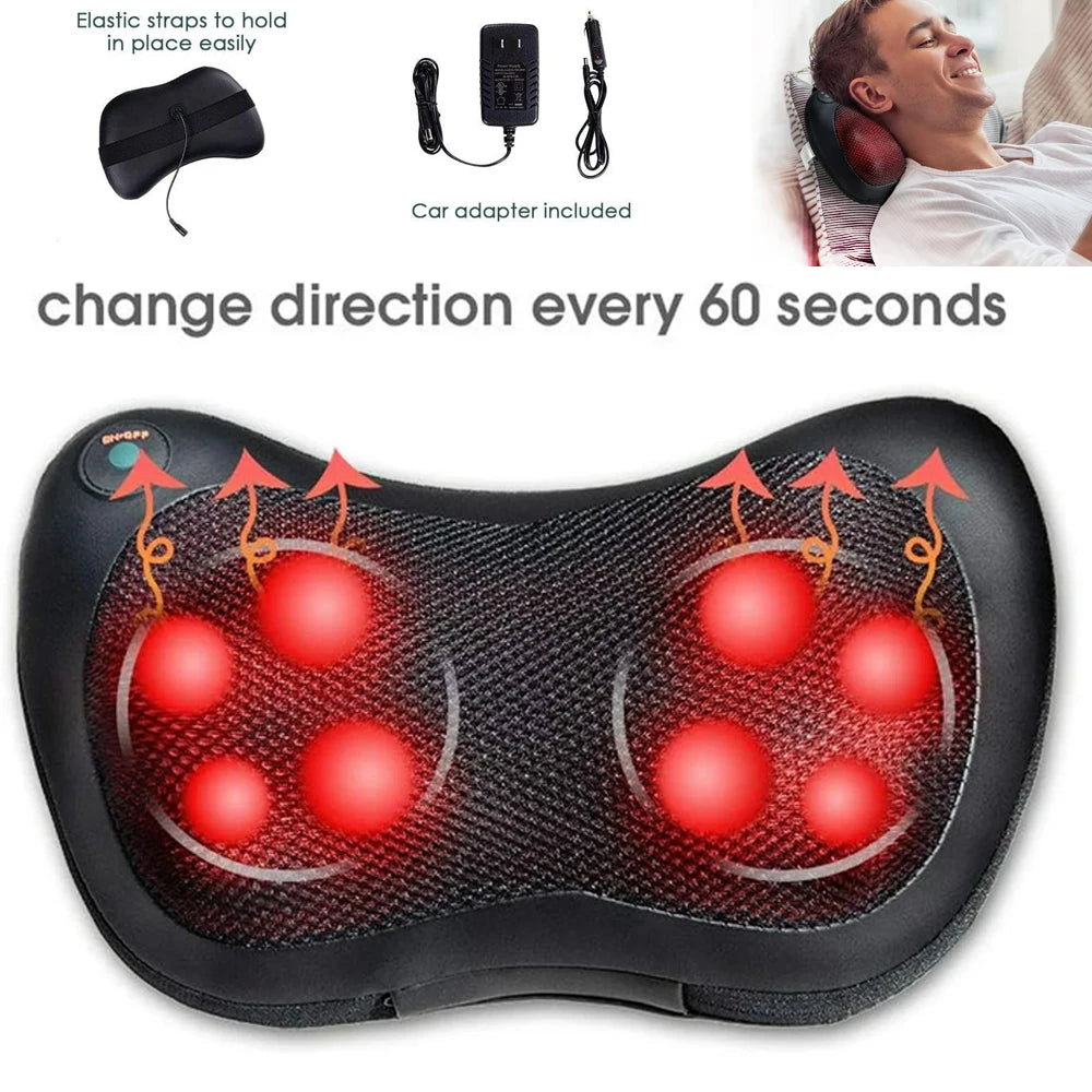 8 Head Electric Back, Neck Massager Pillow With Heat