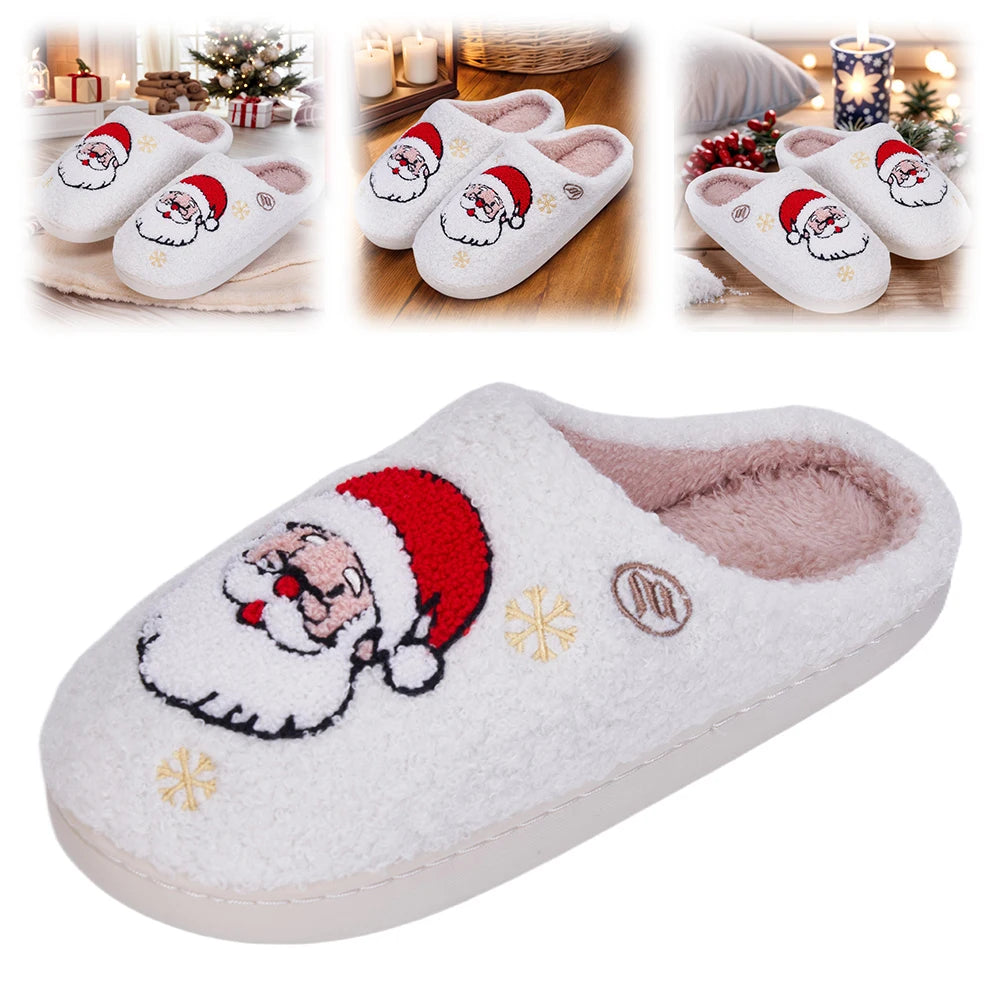 Christmas Santa Claus Fluffy Closed Toe Home Slippers