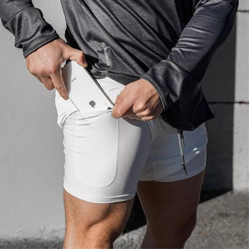 Double Layer High Performance Compression Shorts Pocket