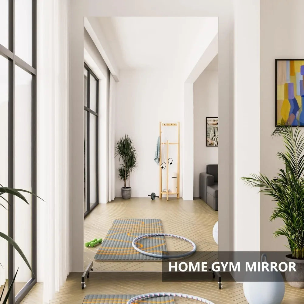 Home Gym Mirror 71 Inch x 40 Inch Rolling Safety Mirror