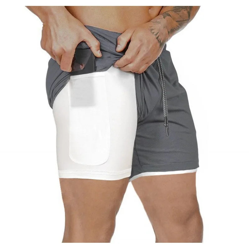 Double Layer High Performance Compression Shorts Pocket