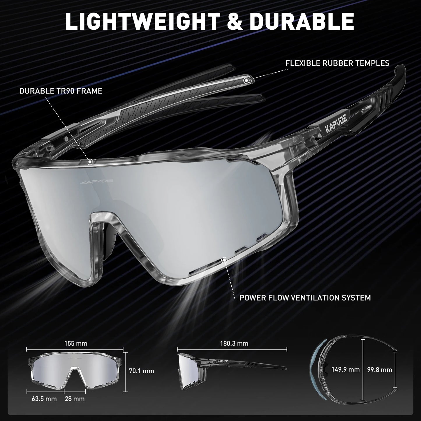 Kapvoe Polarized Cycling, Running Glasses for Men and Women