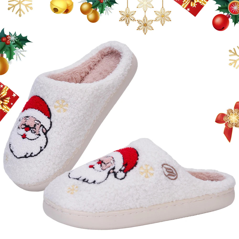 Christmas Santa Claus Fluffy Closed Toe Home Slippers