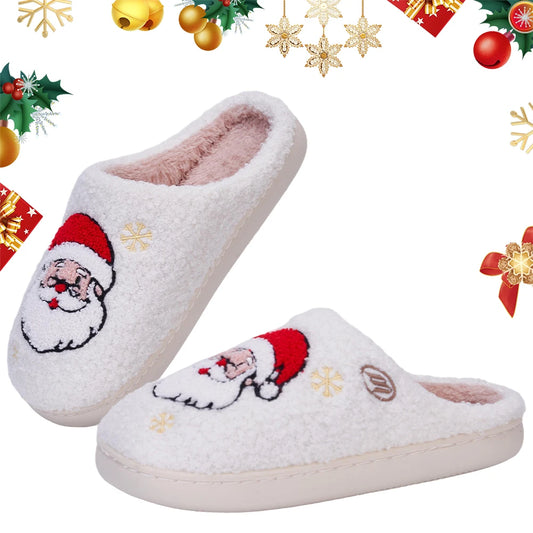 Christmas Santa Claus Fluffy Closed Toe Home Slippers