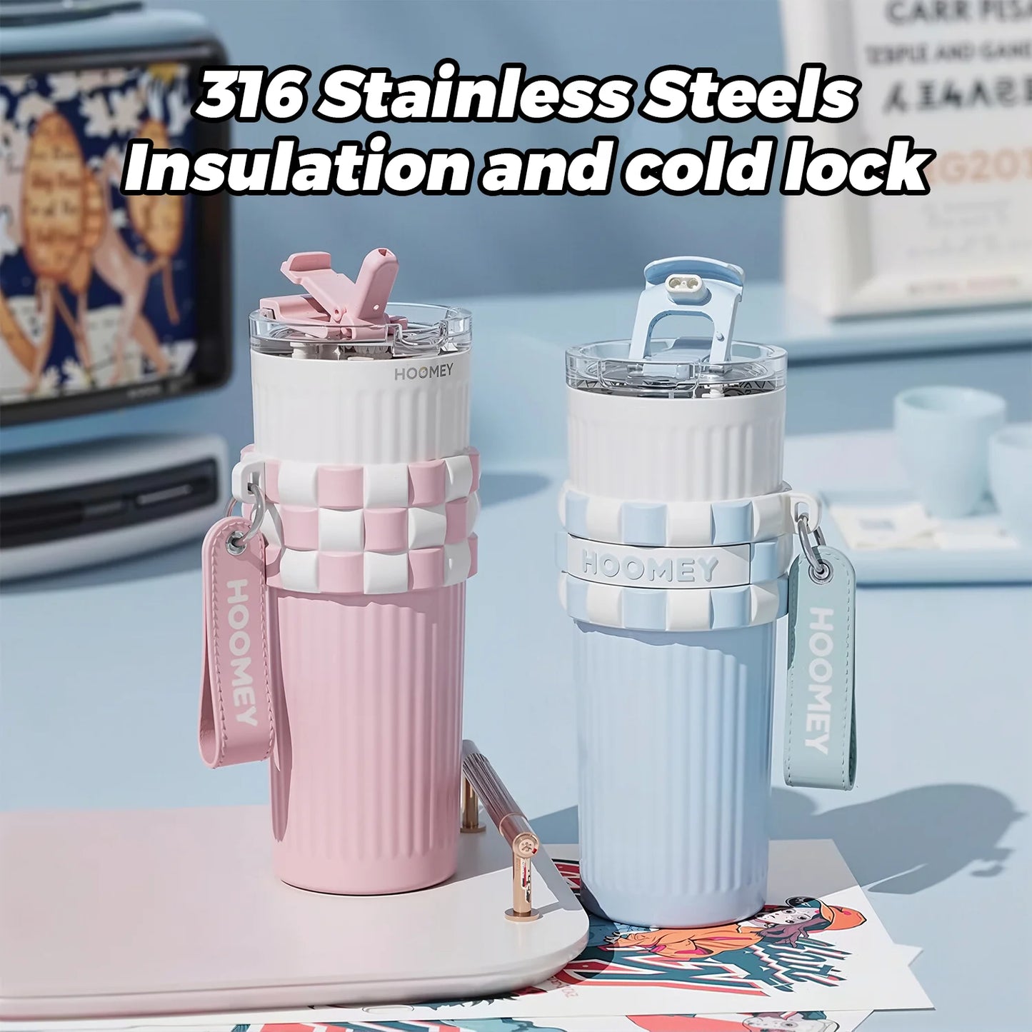 22oz Insulated Tumbler With Handle Lid And Straw