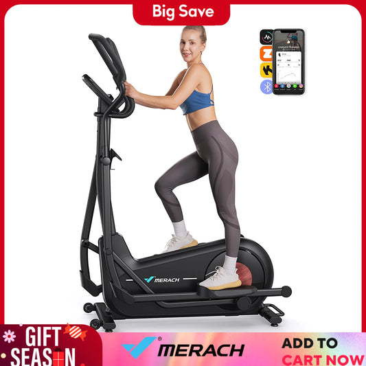 MERACH Elliptical Exercise Machine 18.5 Stride Magnetic Drive 8 Levels