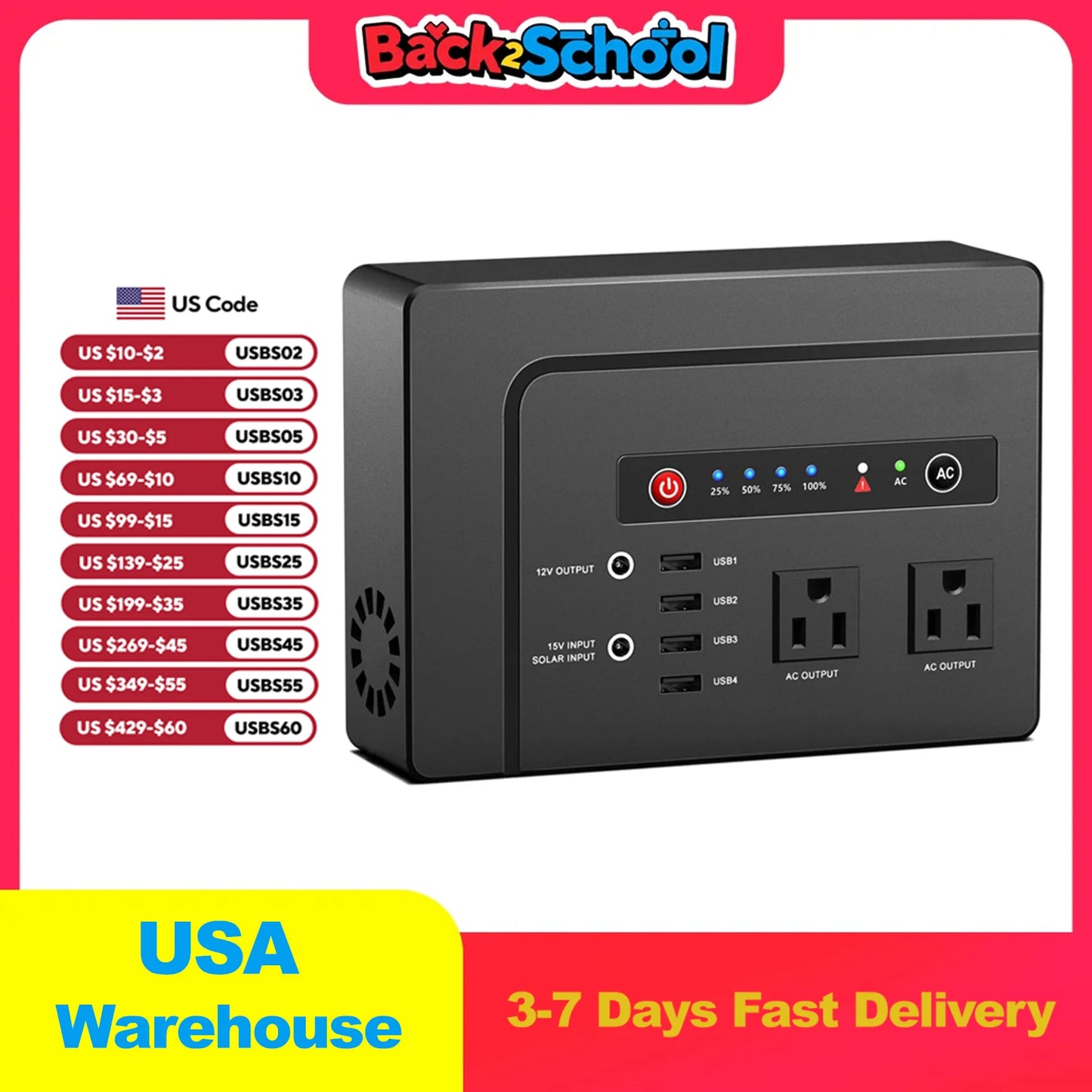 Portable Power Station 200W 146Wh Solar Generator Outdoor