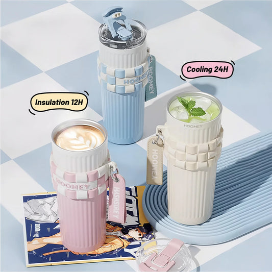 22oz Insulated Tumbler With Handle Lid And Straw