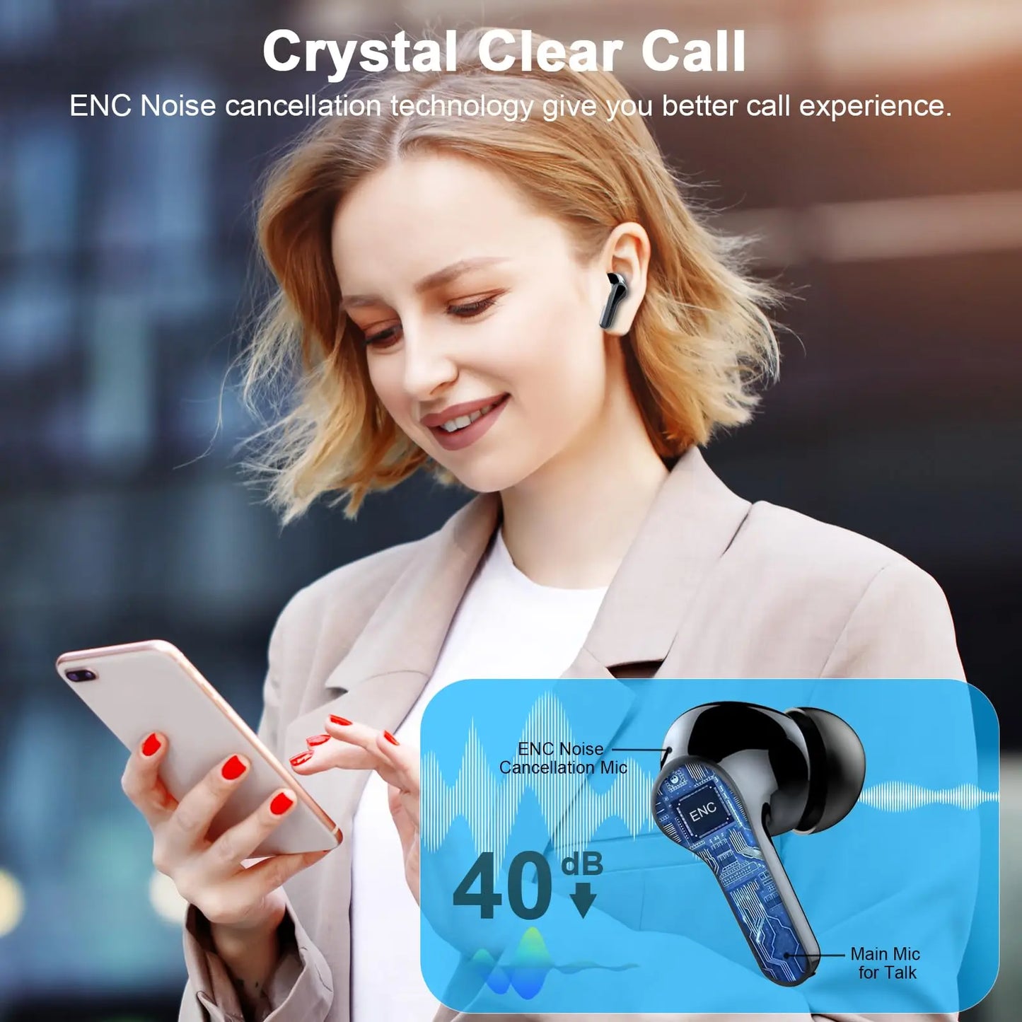 Wireless Earbuds Bluetooth 5.3 Stereo Bass IPX7 Waterproof 35 Hours Playback