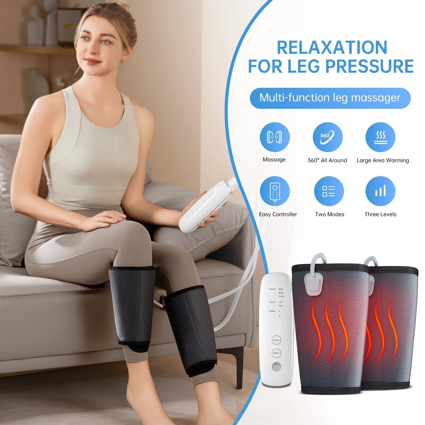 Leg Massager Air Compression Calf Foot Arms With Controller