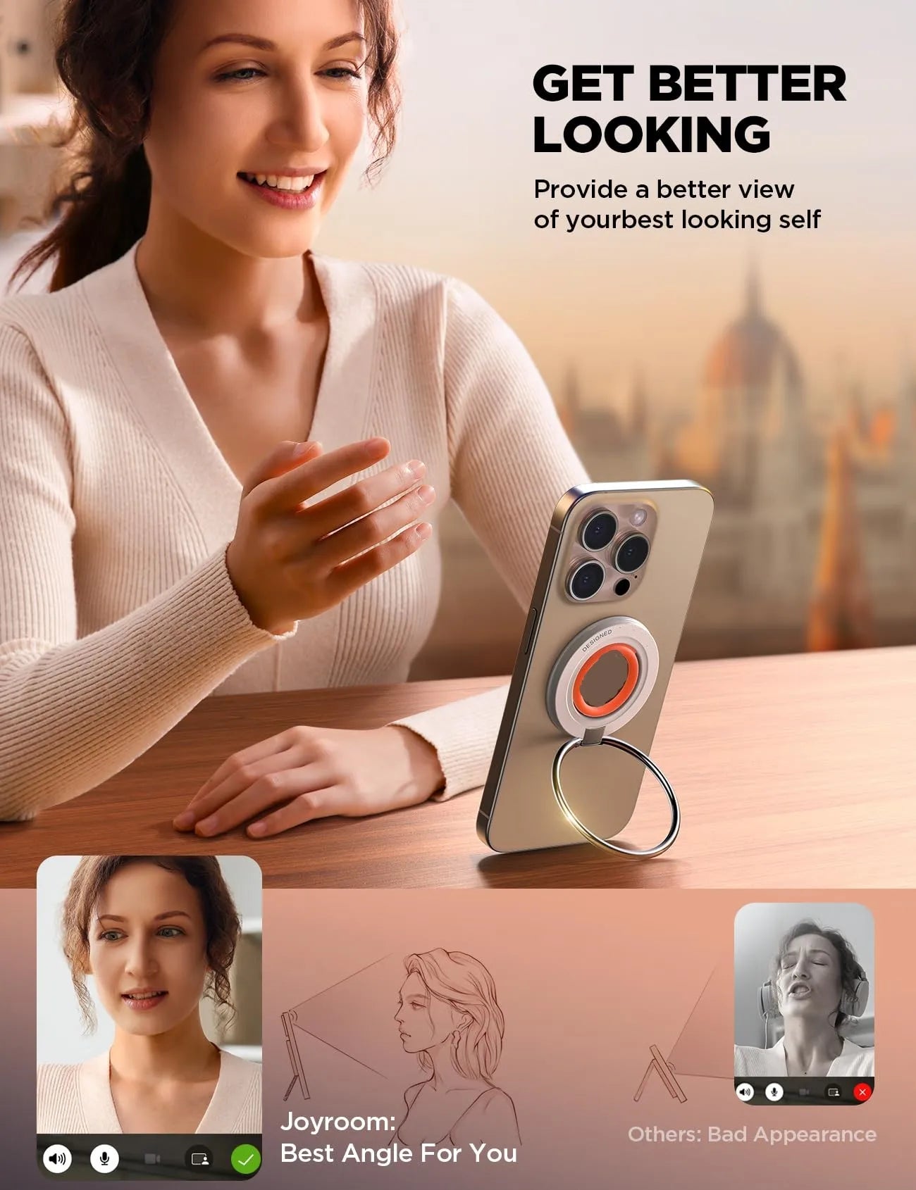 Magnetic Magsafe Phone Grip Holder Kickstand Ring Stand for iPhone 15 14 13