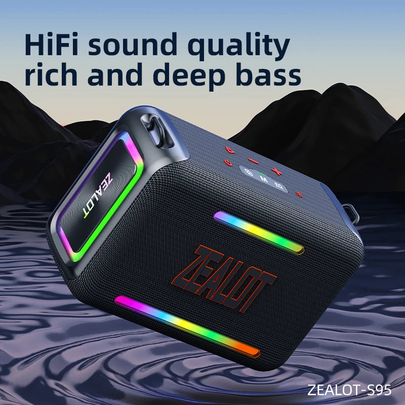 Zealot S95 120W Waterproof Portable Bluetooth Speaker Outdoor Boombox Deep Bass