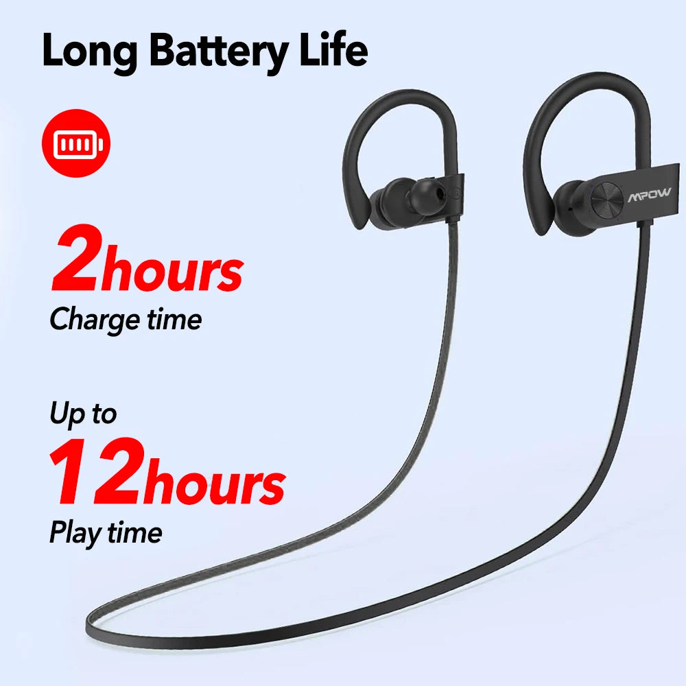 Mpow Flame Earphones IPX7 Waterproof Bluetooth 5.3 Earbuds 12 Hours Playtime And Noise Canceling Microphone For iPhone