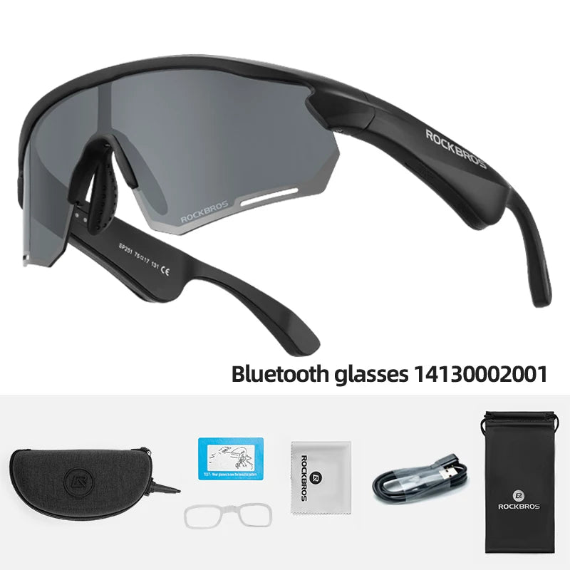 Rockbros Cycling Glasses Wireless Bluetooth 5.2 Polarized Sunglasses