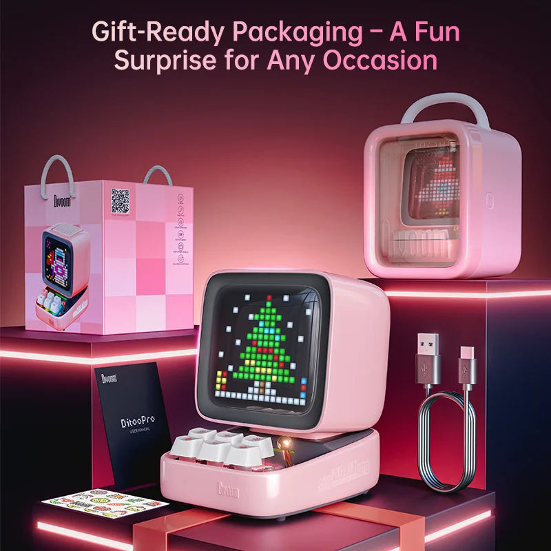 Divoom Ditoo Pro Retro Pixel Art Bluetooth Speaker Alarm Clock LED Display