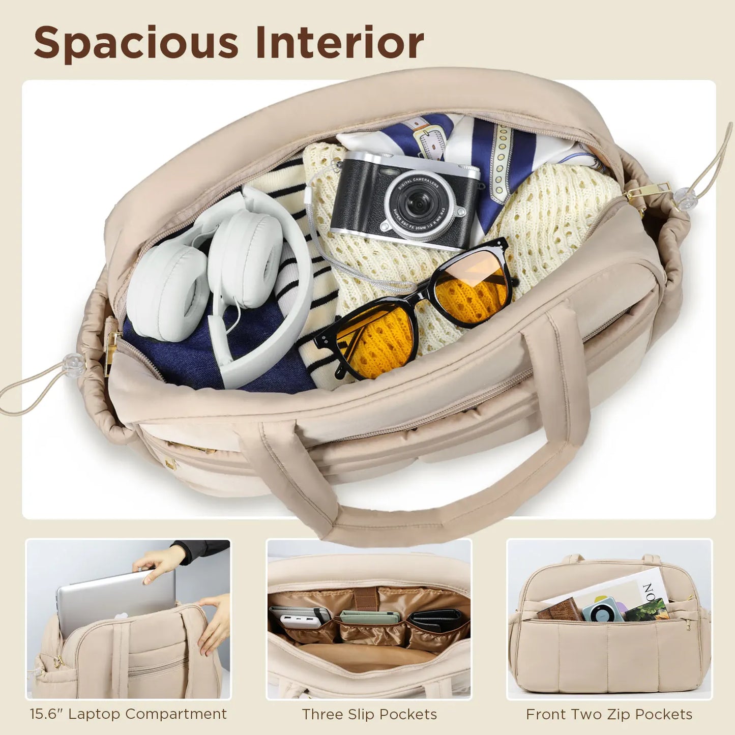 Quilted Weekender Duffle Bag Large Puffer Travel Bag Carry On For Airplanes