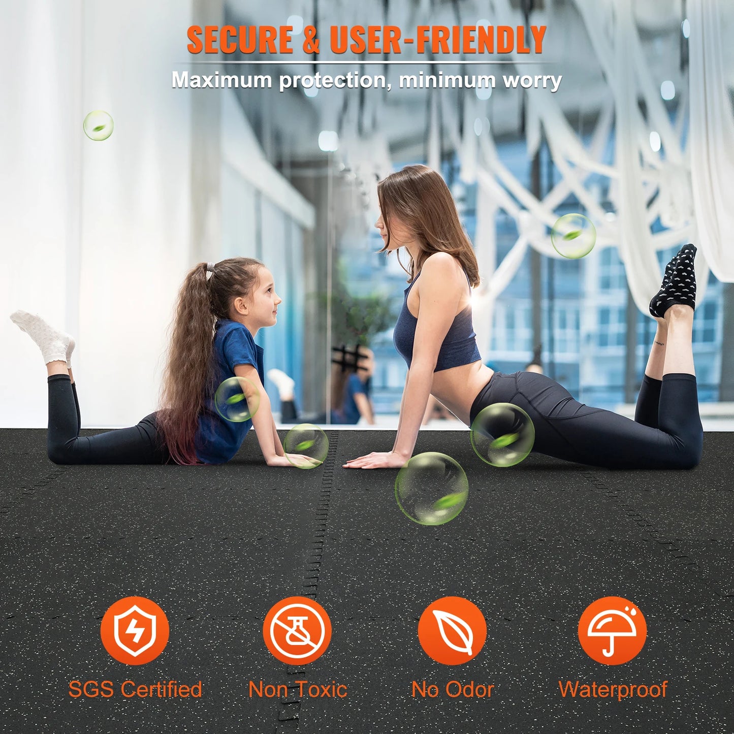 VEVOR 25/12/6 PCS 1/2 Inch Thick Gym, Exercise Floor Mats