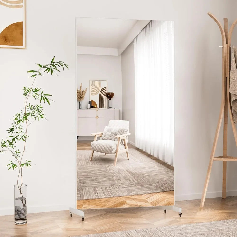 Home Gym Mirror 71 Inch x 40 Inch Rolling Safety Mirror