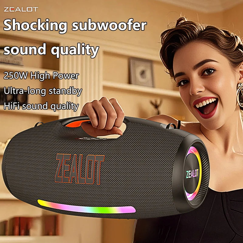 Zealot S89 250W Portable Bluetooth Speaker Waterproof 48000mAh USB TF AUX RGB