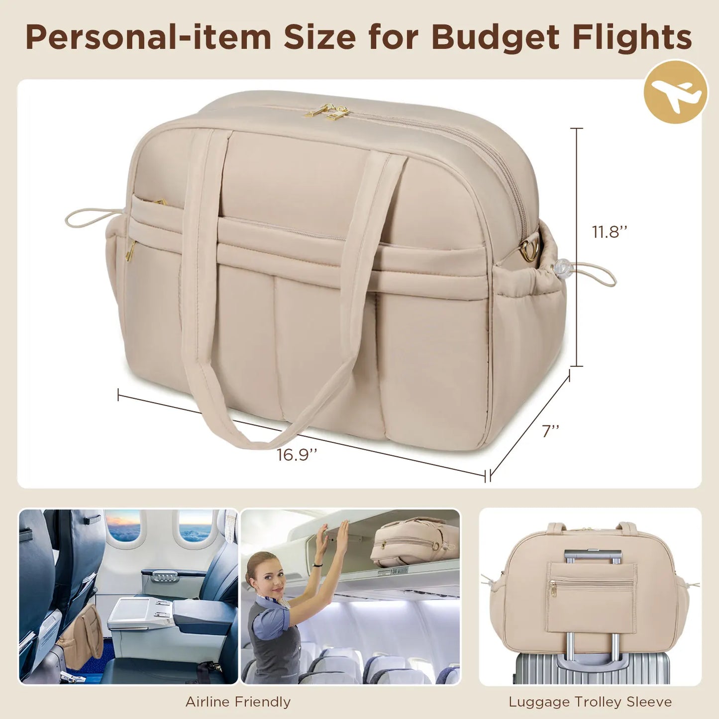 Quilted Weekender Duffle Bag Large Puffer Travel Bag Carry On For Airplanes