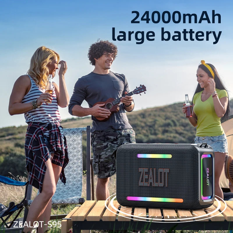 Zealot S95 120W Waterproof Portable Bluetooth Speaker Outdoor Boombox Deep Bass
