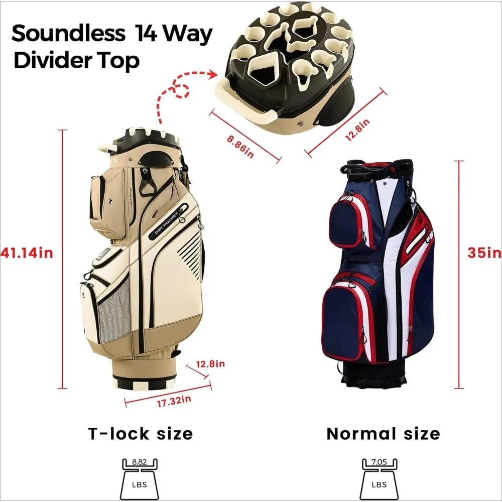 2024 TLock Golf Cart Bag With 14 Way Organizer Divider